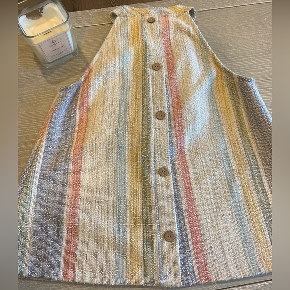 Anthropologie W5 Multicolor Striped Terry Halter Blouse M Tank Top Sleeveless - Picture 8 of 8